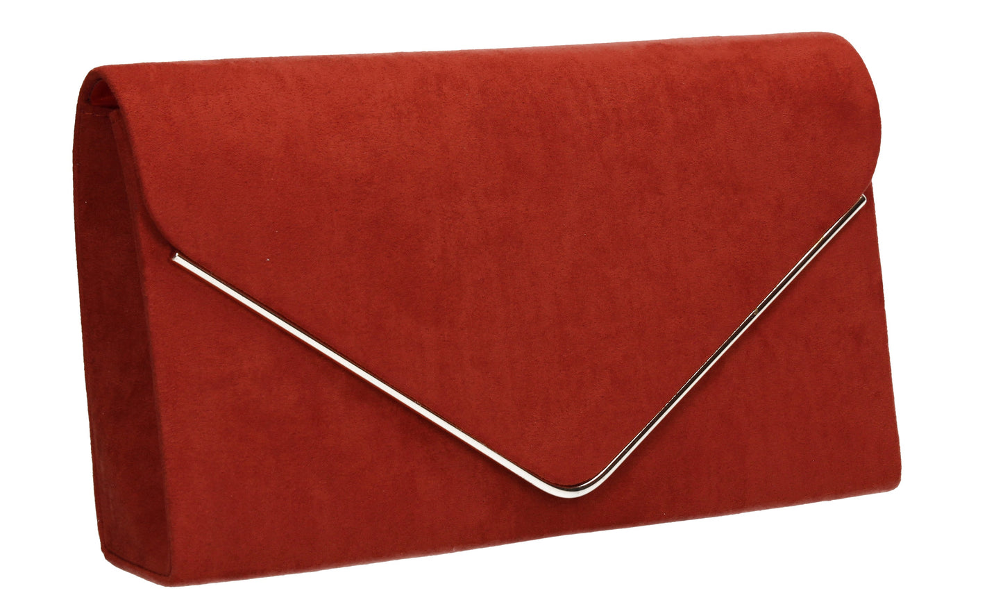 Poppy Faux Suede Envelope Clutch Bag Rust Red