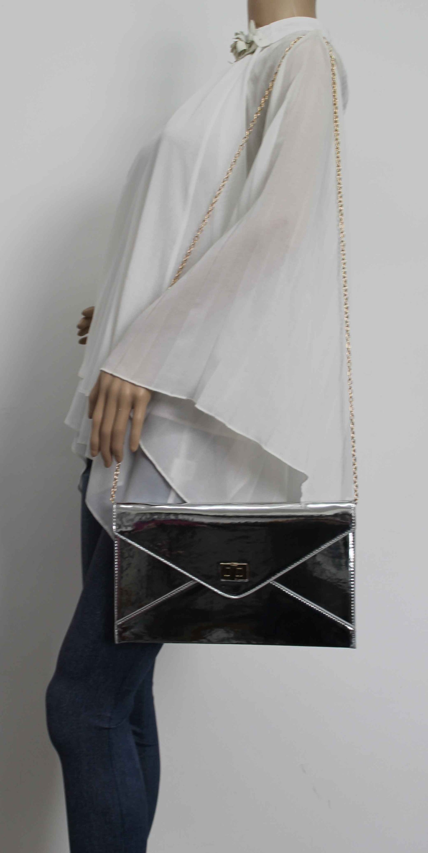 SWANKYSWANS Sarah Envelope Clutch Bag Silver Cute Cheap Clutch Bag For Weddings School and Work