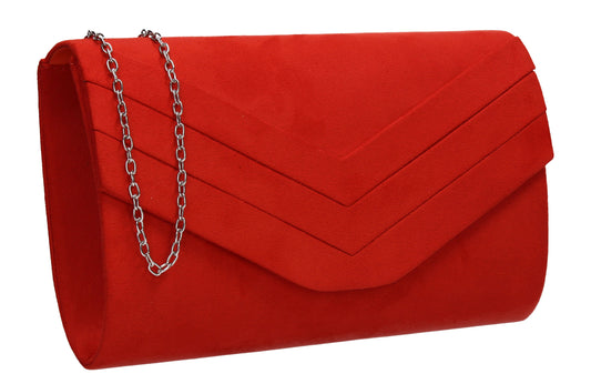 Samantha V Detail Clutch Bag Scarlet