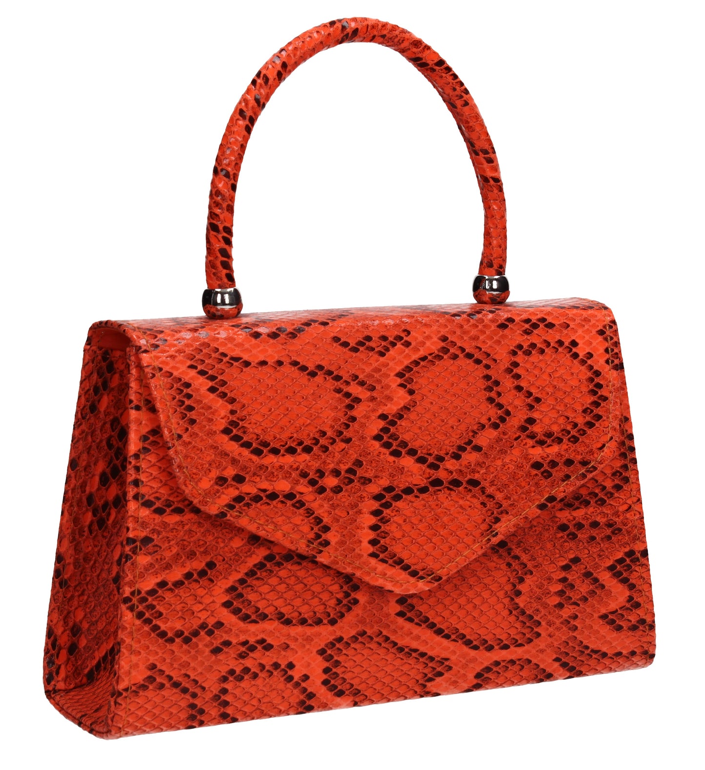 Lucy Mini-Handbag Faux Leather Snakeskin Effect Clutch Bag Scarlet Red