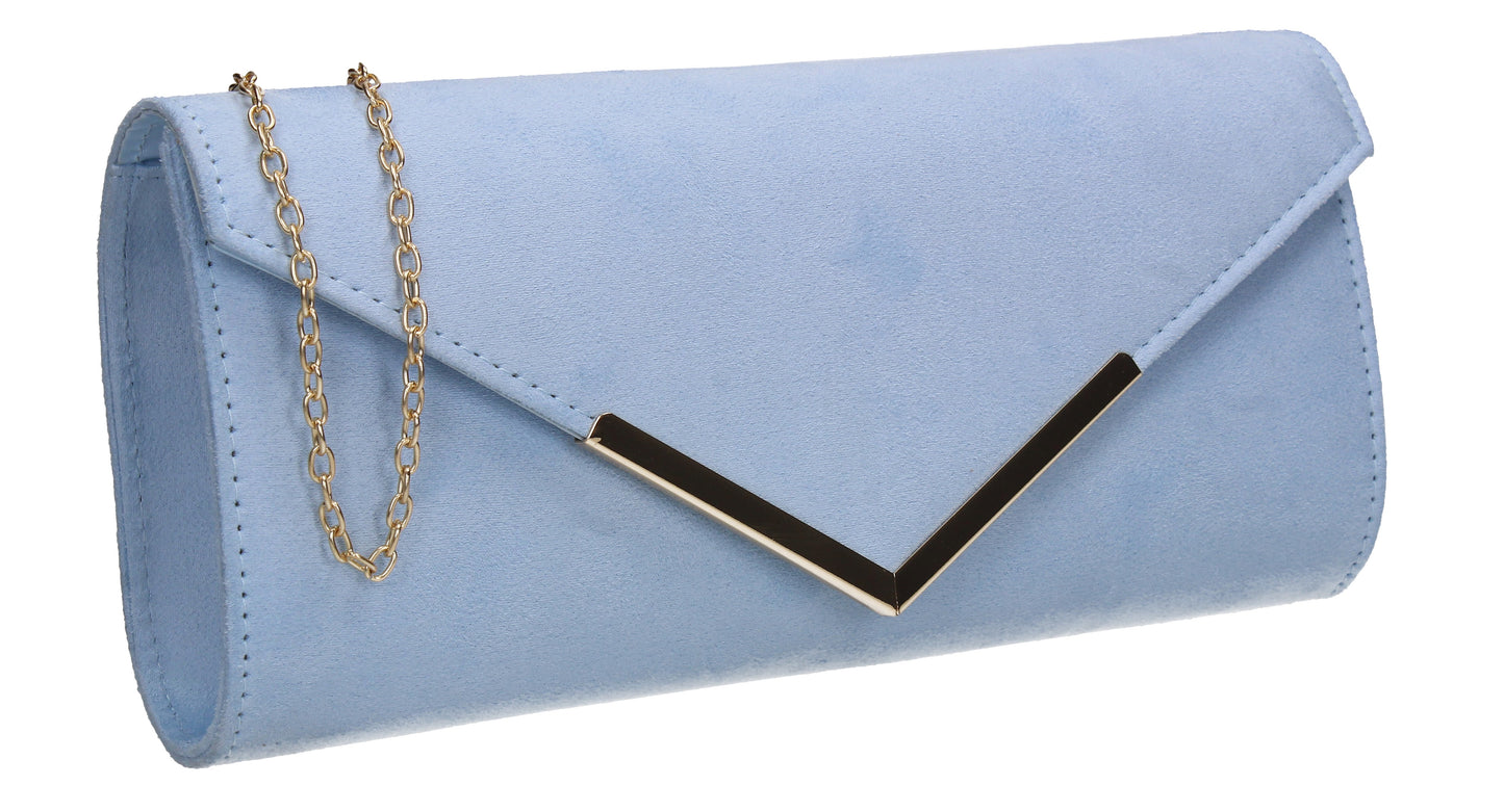 Leona Envelope Faux Suede Clutch Bag Serenity