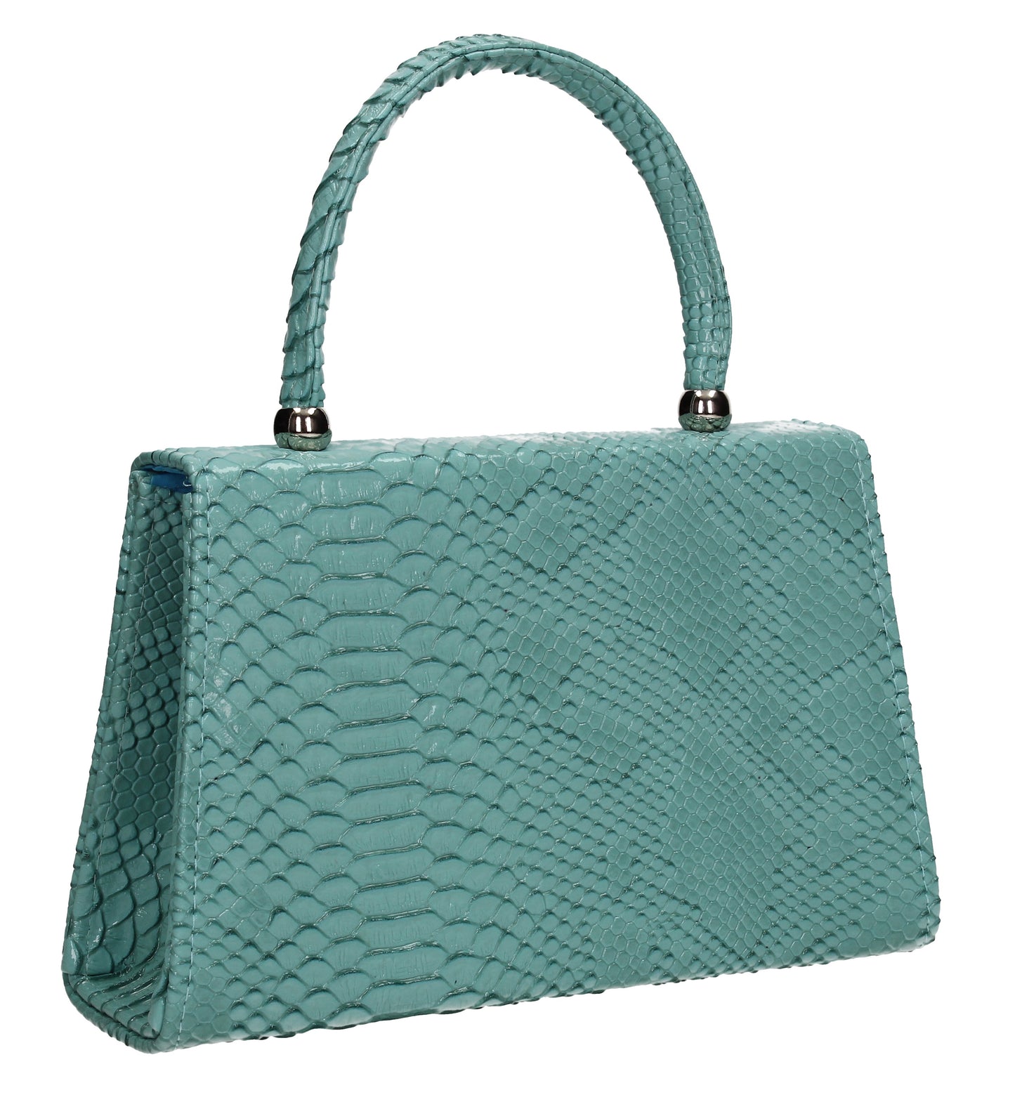 Lucy Mini-Handbag Faux Leather Snakeskin Effect Clutch Bag Serenity Blue