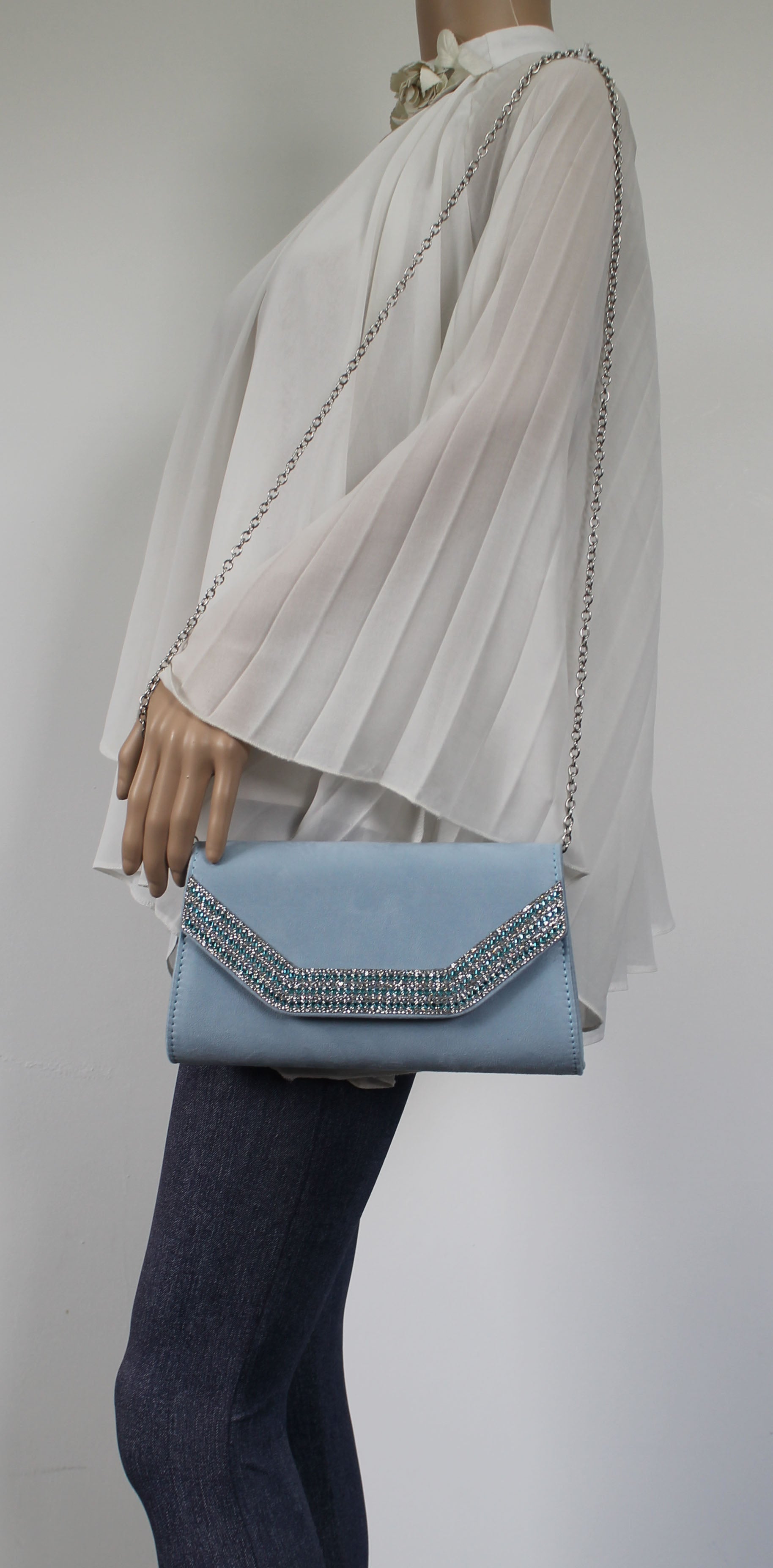 SWANKYSWANS Harper Clutch Bag Serenity Blue Cute Cheap Clutch Bag For Weddings School and Work
