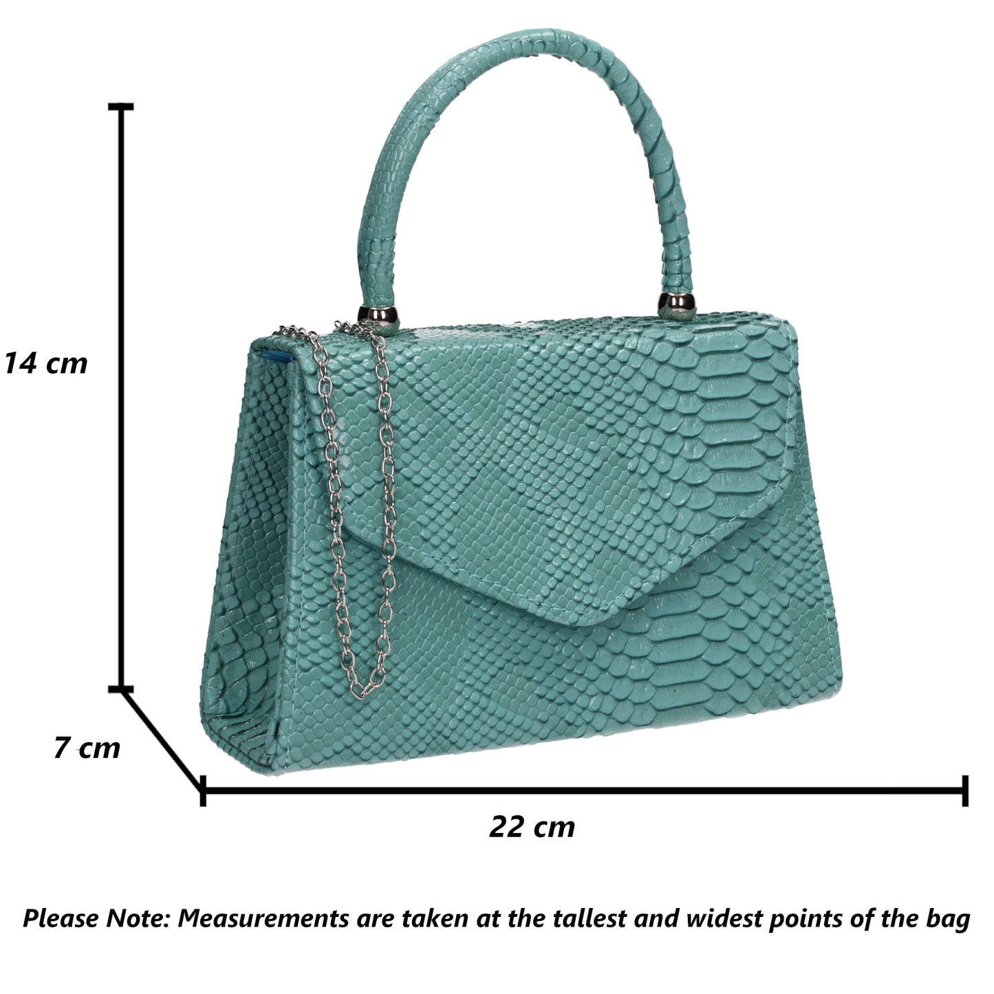 Lucy Mini-Handbag Faux Leather Snakeskin Effect Clutch Bag Serenity Blue