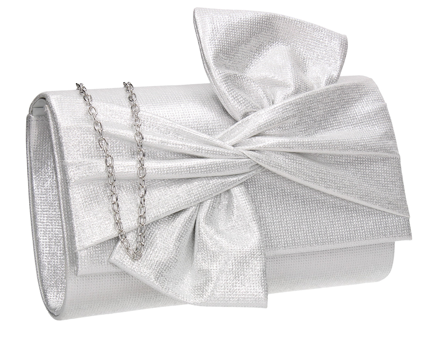 June Bow Style Clutch Bag Silver
