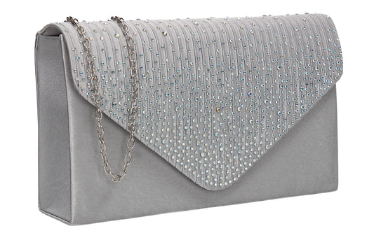 Abby Diamante Clutch Bag Silver