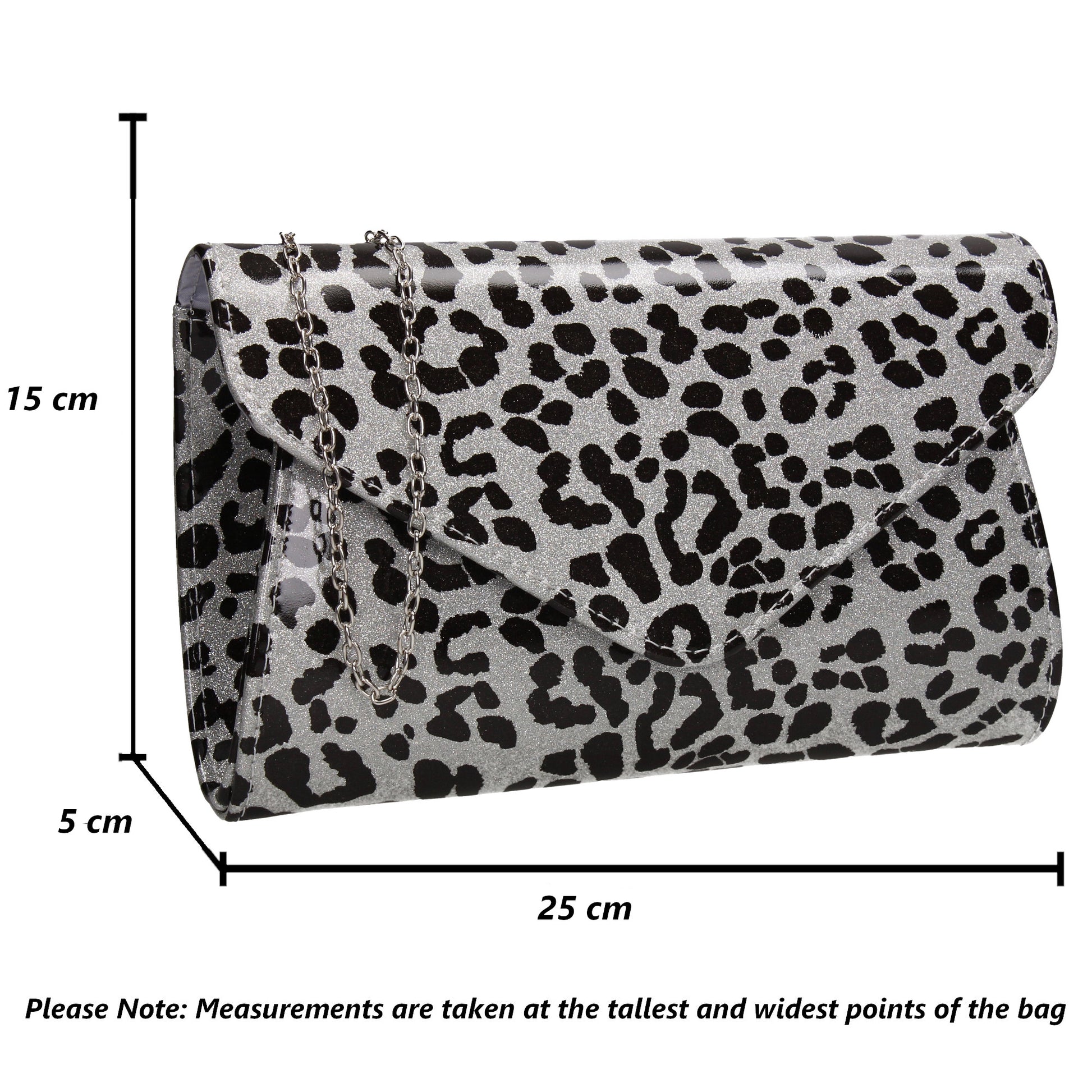 SWANKYSWANS Leoni Leopard Print Clutch Bag Silver