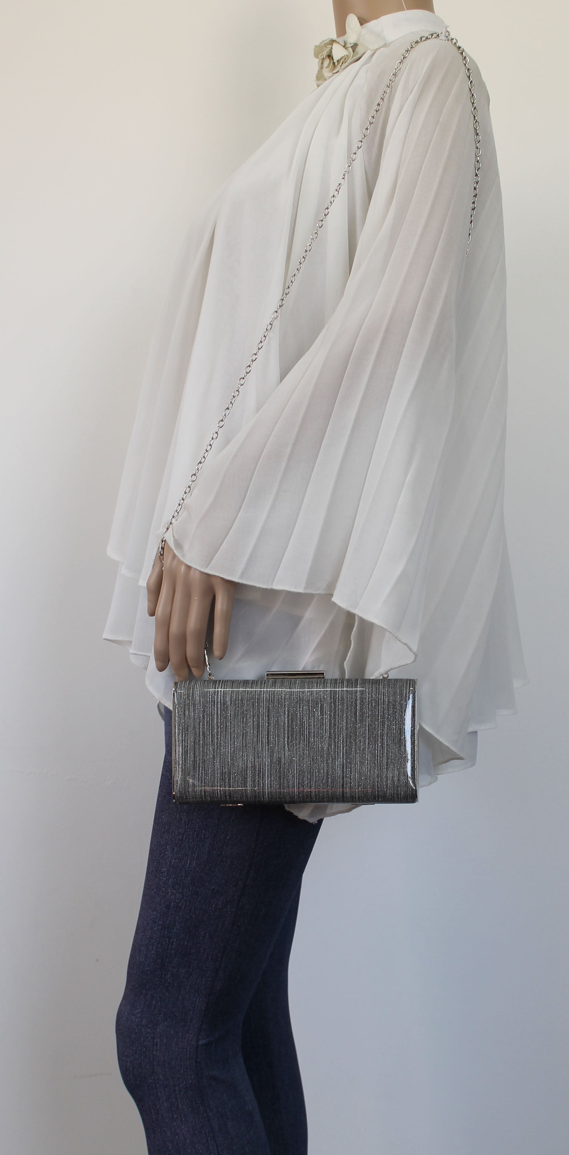 SWANKYSWANS Melissa Clutch Bag Silver Cute Cheap Clutch Bag For Weddings School and Work
