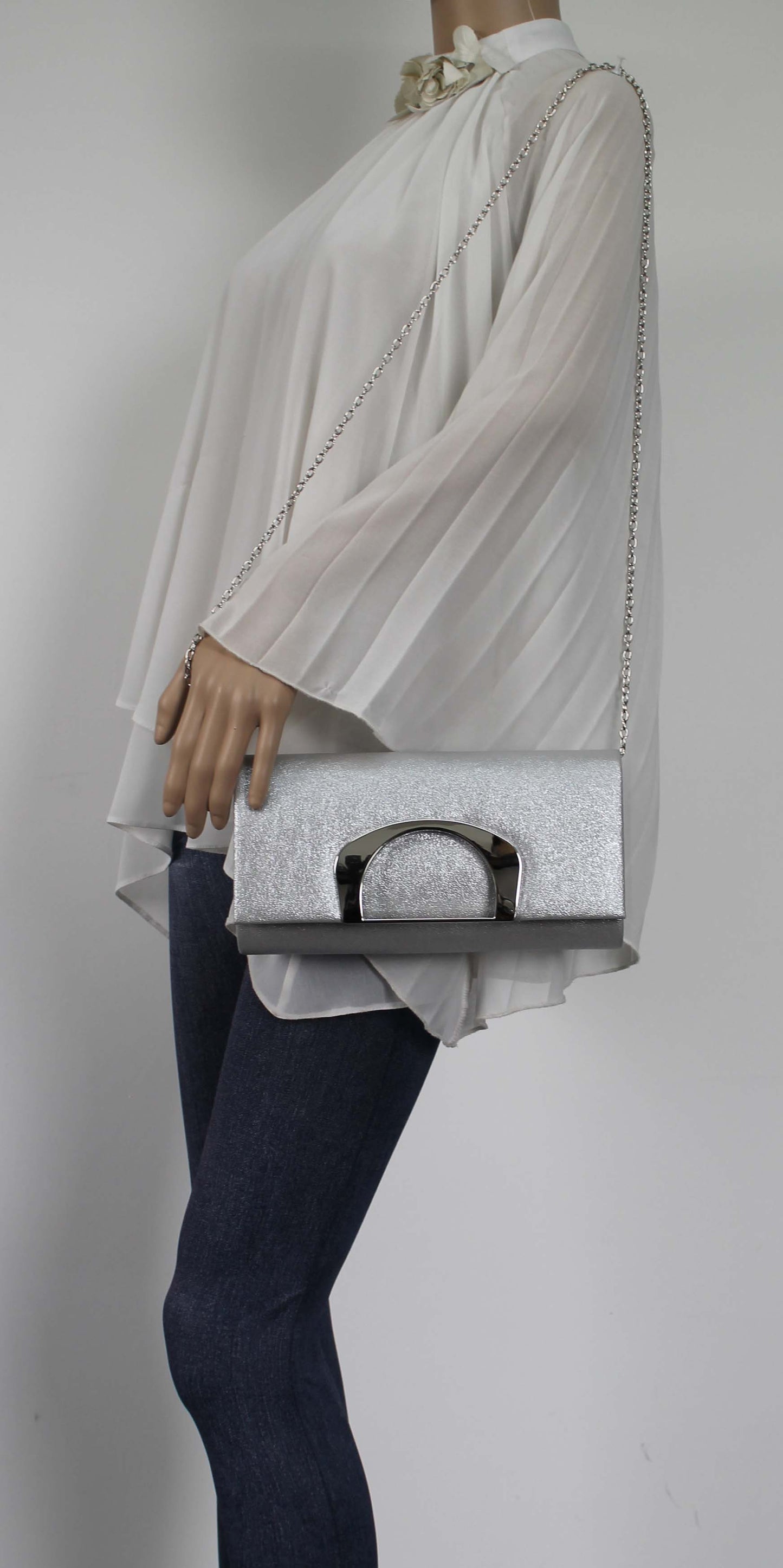 SWANKYSWANS Marcie Clutch Bag Silver Cute Cheap Clutch Bag For Weddings School and Work