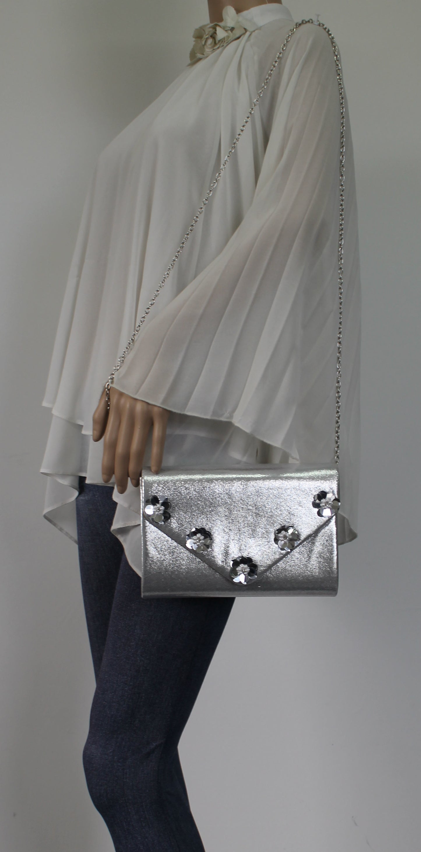SWANKYSWANS Josie Clutch Bag Silver Cute Cheap Clutch Bag For Weddings School and Work