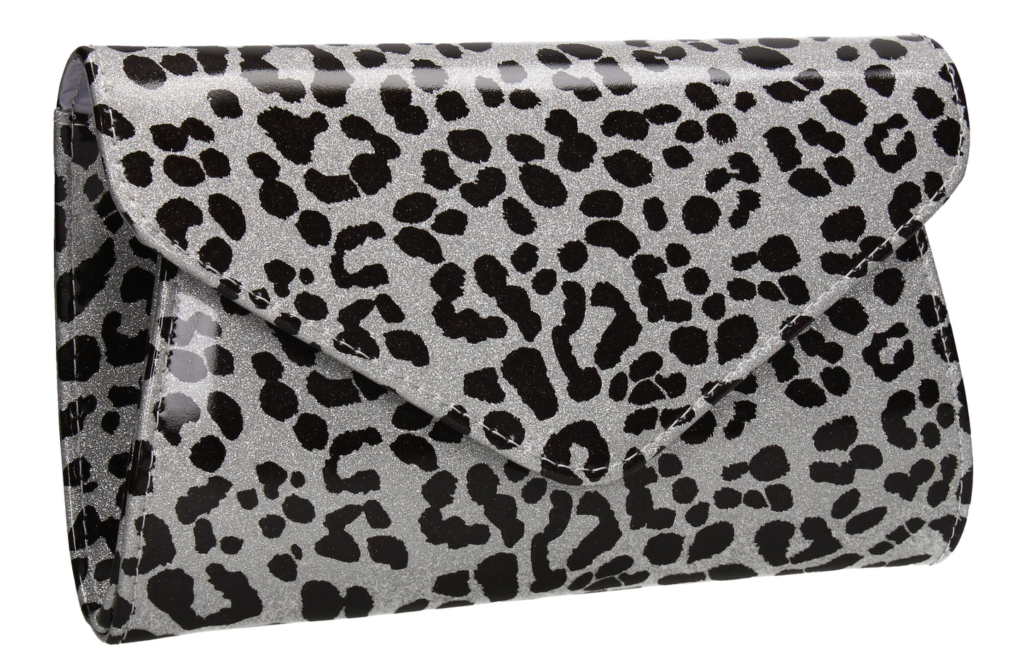 SWANKYSWANS Leoni Leopard Print Clutch Bag Silver