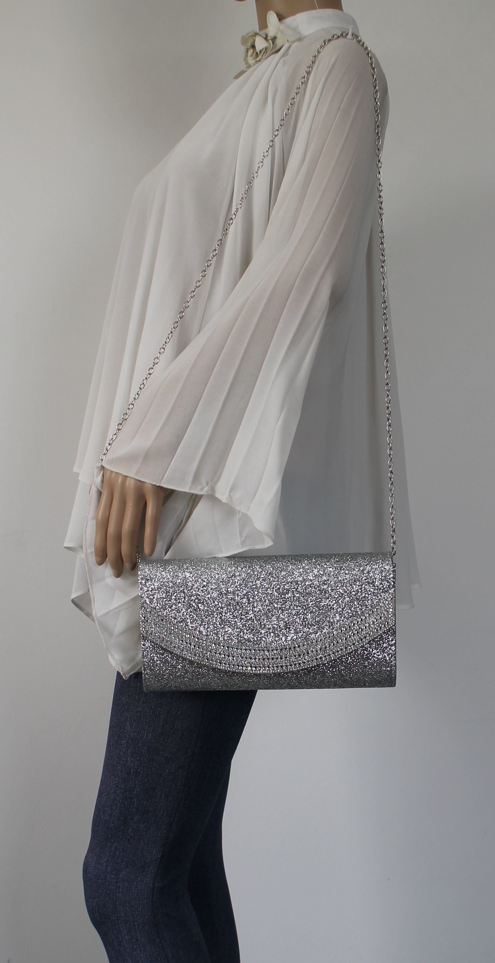 SWANKYSWANS Dakota Clutch Bag Silver Cute Cheap Clutch Bag For Weddings School and Work