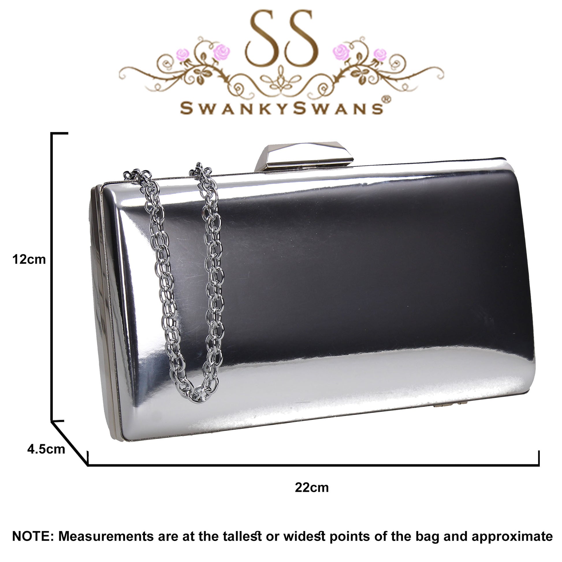 SWANKYSWANS Finley Clutch Bag Silver Cute Cheap Clutch Bag For Weddings School and Work