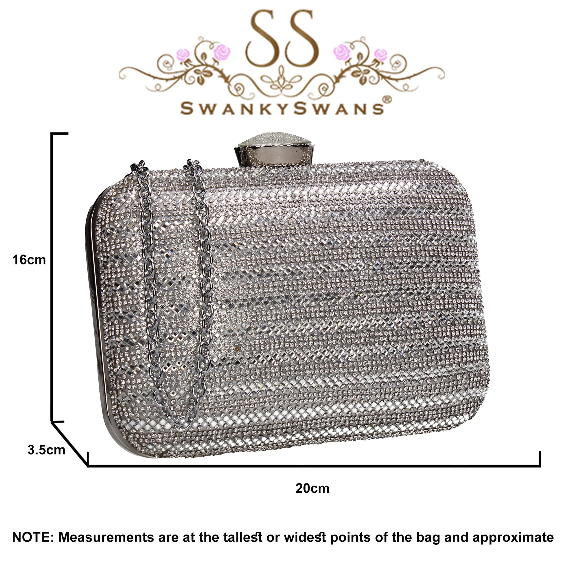 SWANKYSWANS Jane Clutch Bag Silver Cute Cheap Clutch Bag For Weddings School and Work