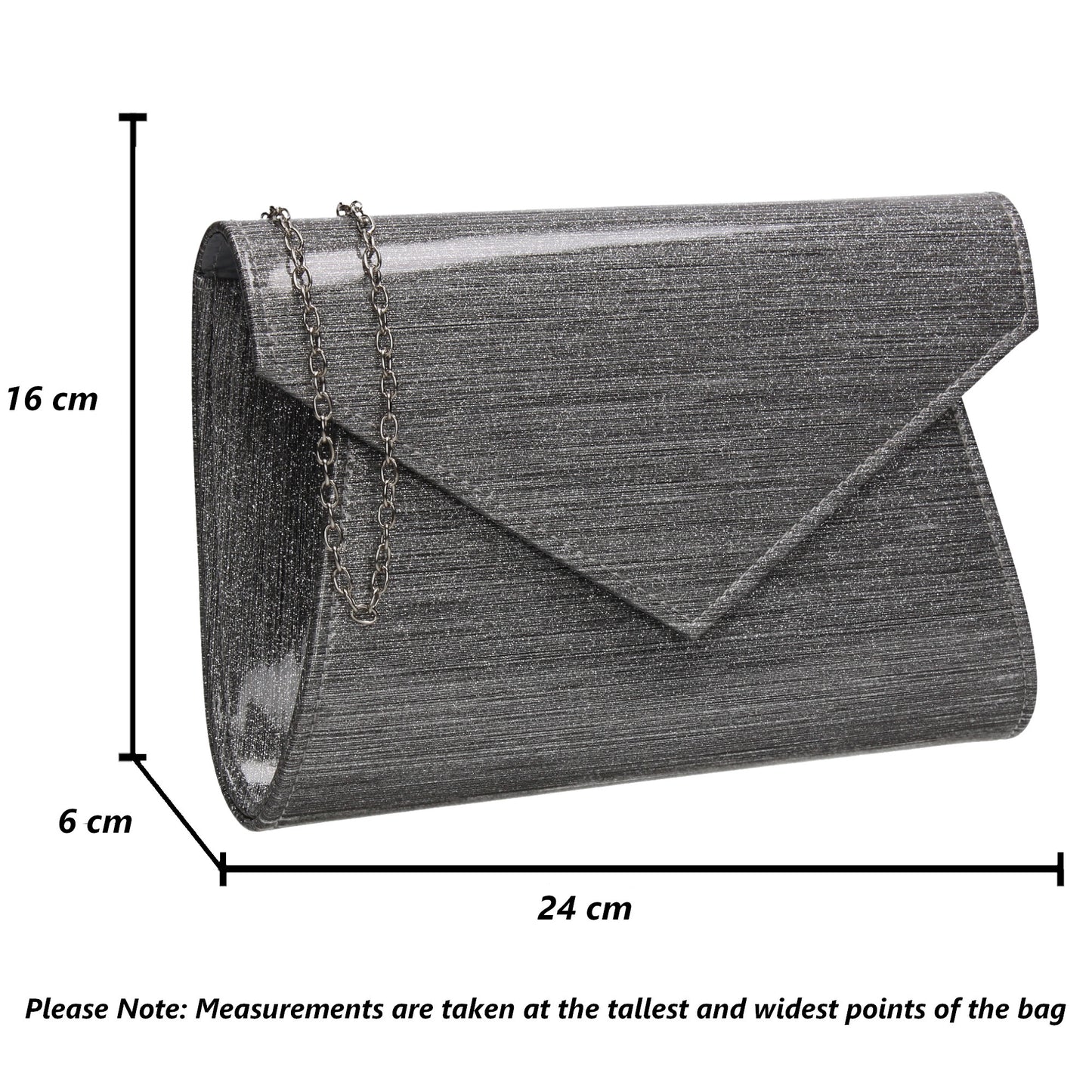 Zoe Sparkly Envelope Clutch Bag Silver