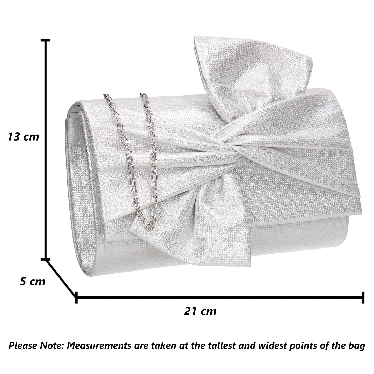 June Bow Style Clutch Bag Silver