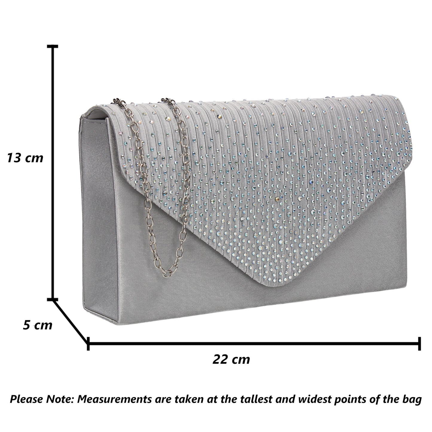 Abby Diamante Clutch Bag Silver