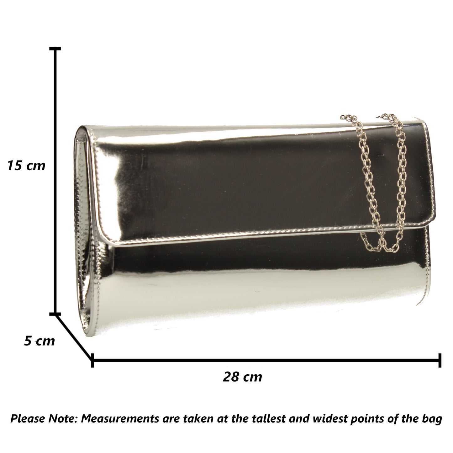 Cara Metallic Clutch Bag Silver