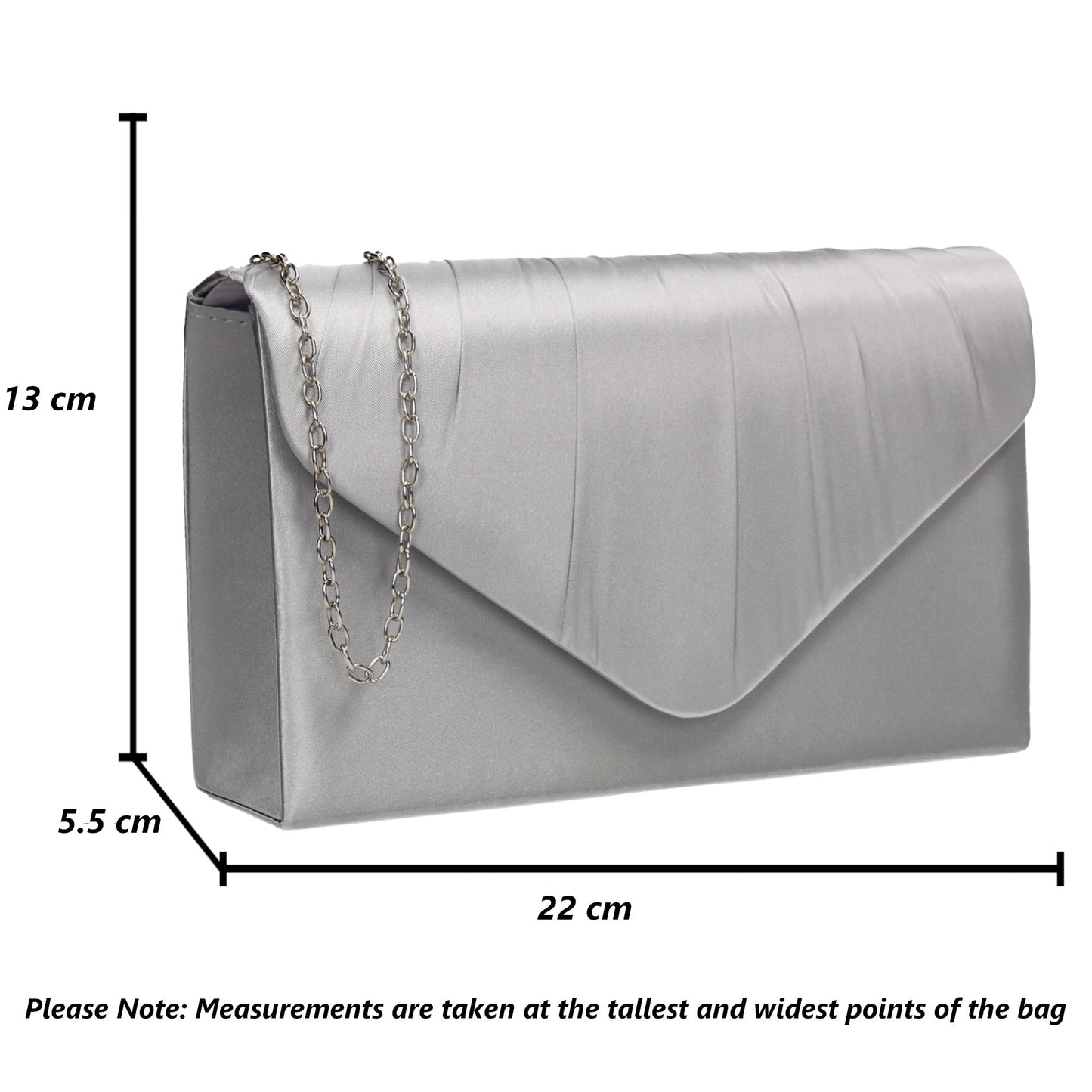 Chantel Beautiful Satin Envelope Clutch Bag Silver