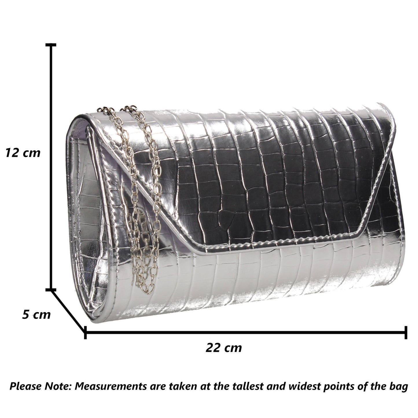 Erin Croc Effect Clutch Bag Silver