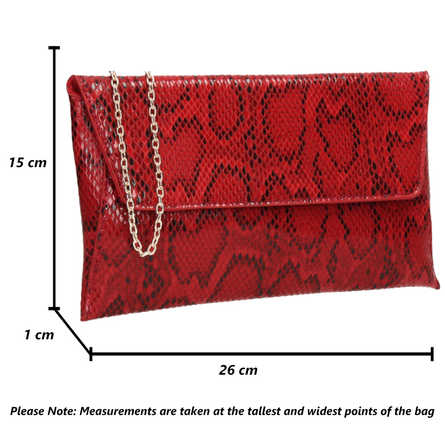 Karla Faux Snakeskin Effect Flapover Clutch Bag Red