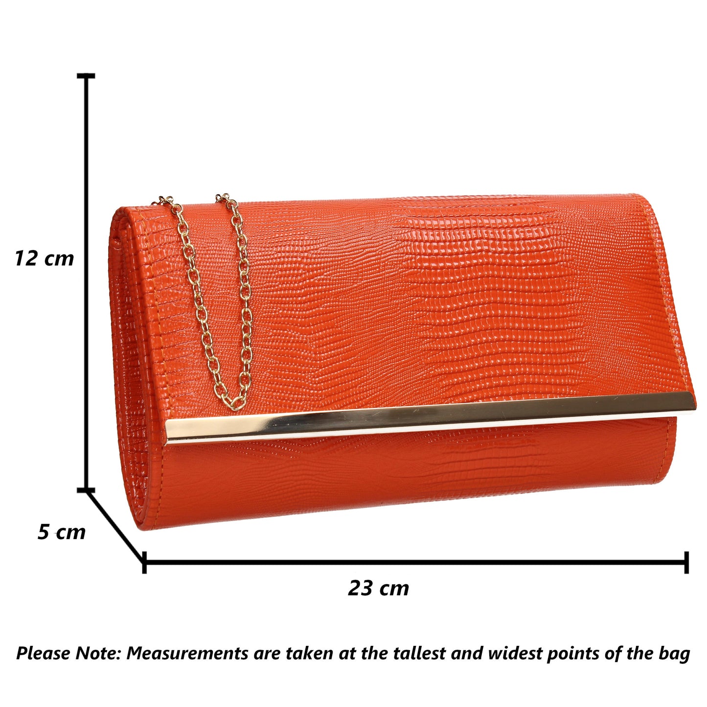 Ronai Flapover Faux Leather Clutch Bag Scarlet Orange