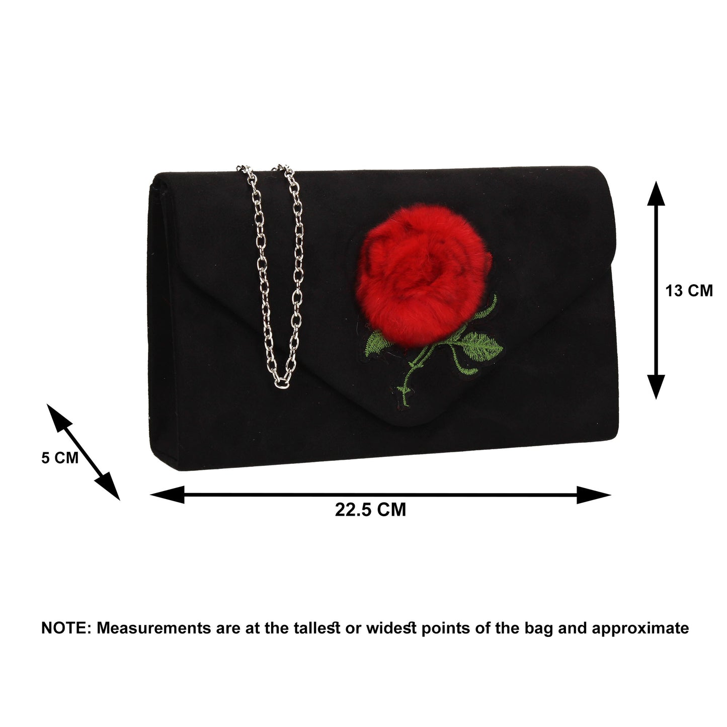 SWANKYSWANS Roxanne Fur Rose Clutch Bag Red Cute Cheap Clutch Bag For Weddings School and Work