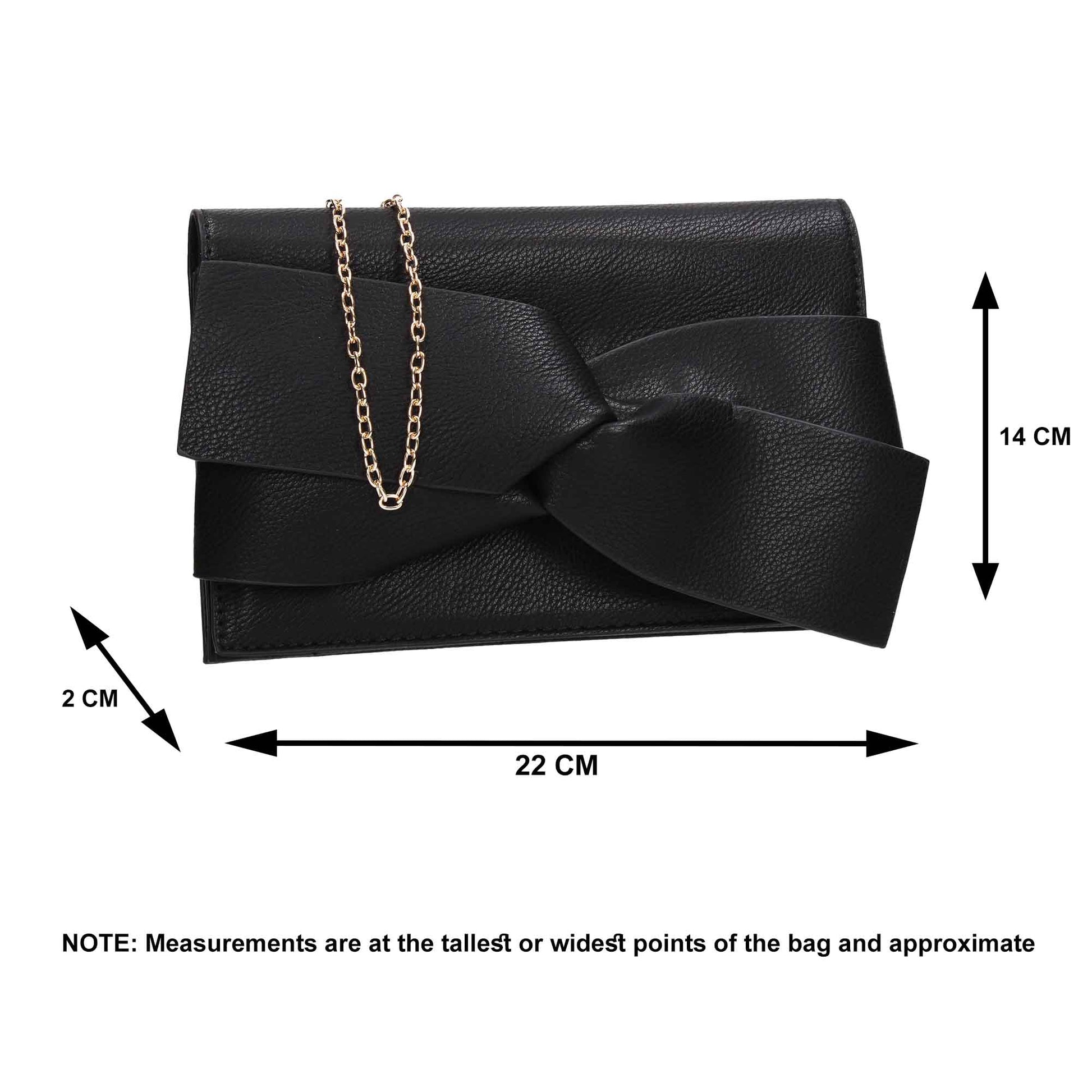 SWANKYSWANS Kira Bow Detail Clutch Bag Black Cute Cheap Clutch Bag For Weddings School and Work