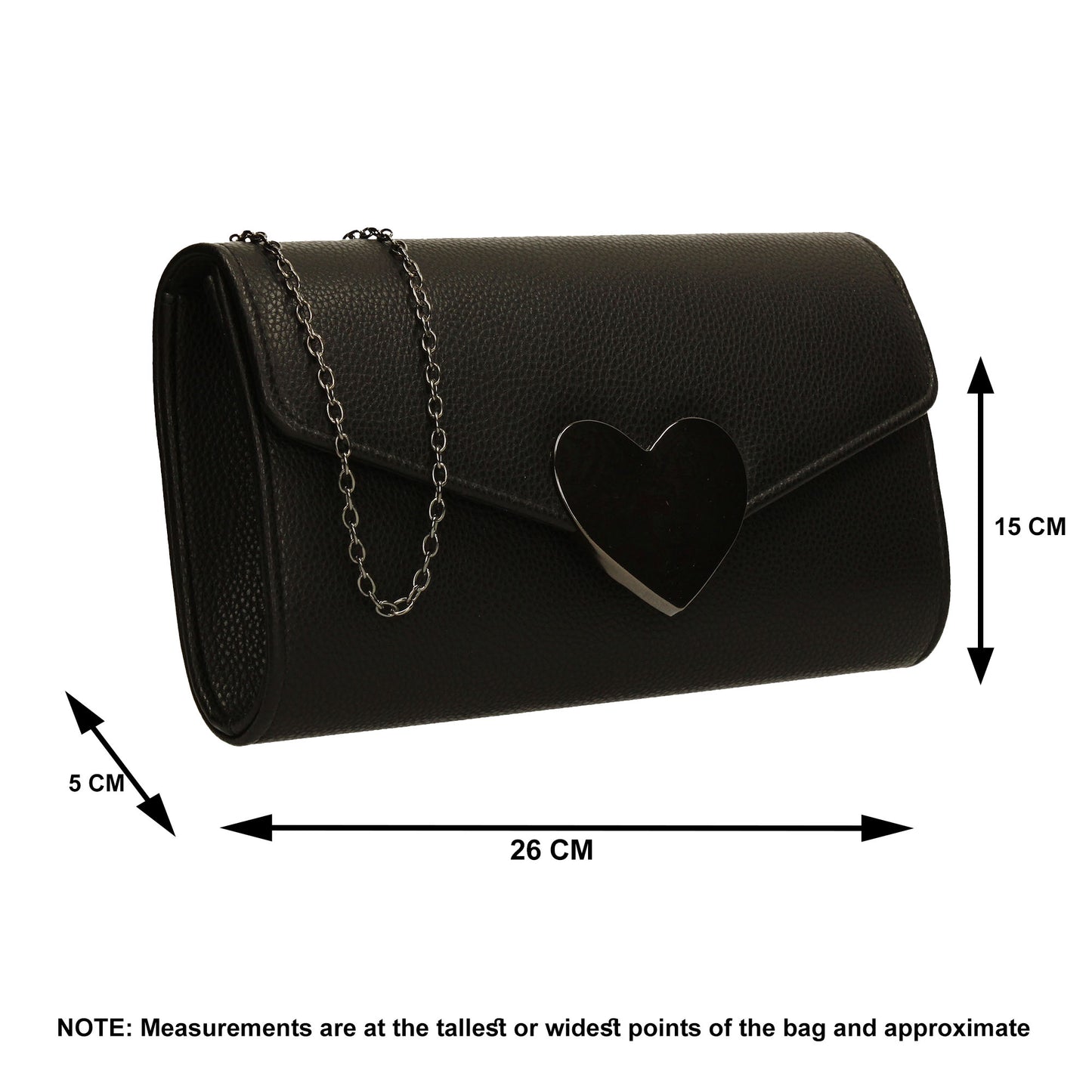 SWANKYSWANS Corrie Heart Clutch Bag Black Cute Cheap Clutch Bag For Weddings School and Work
