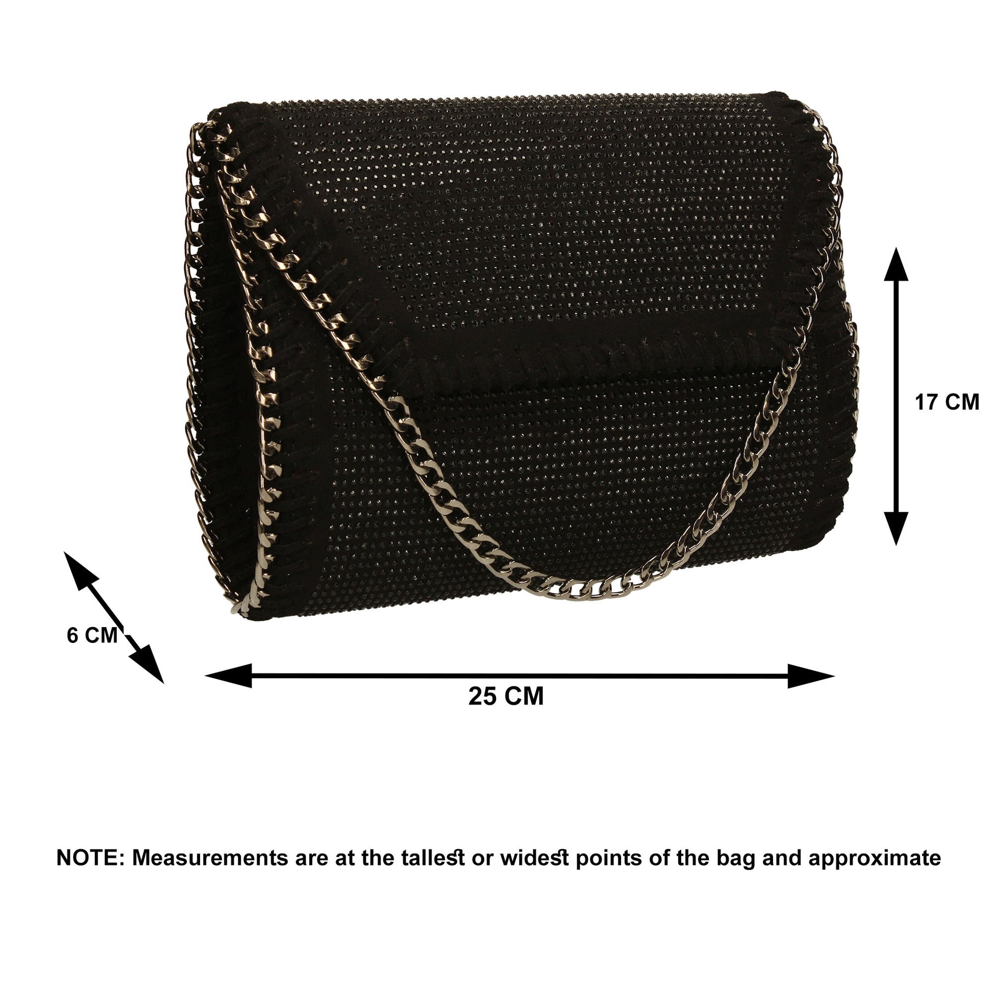 SWANKYSWANS Soi Diamante Clutch Bag Black Cute Cheap Clutch Bag For Weddings School and Work