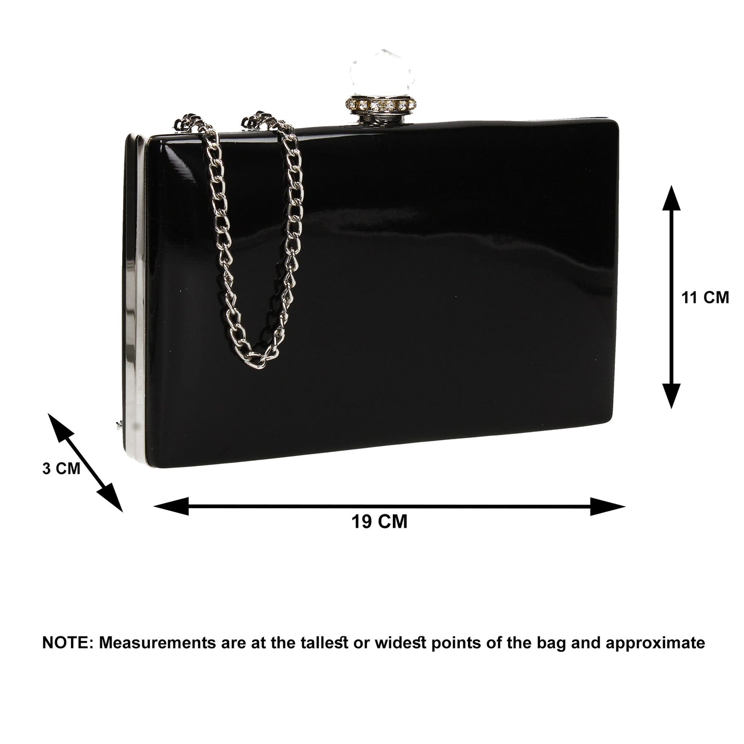 SWANKYSWANS Emilia Patent Clutch Bag Black Cute Cheap Clutch Bag For Weddings School and Work