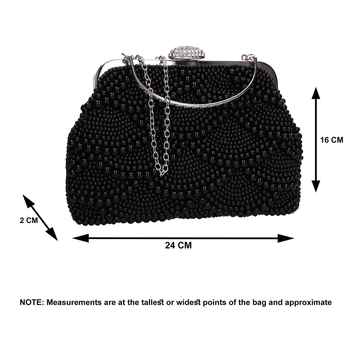 SWANKYSWANS Hailee Faux Pearl Detail Clutch Bag Black Cute Cheap Clutch Bag For Weddings School and Work