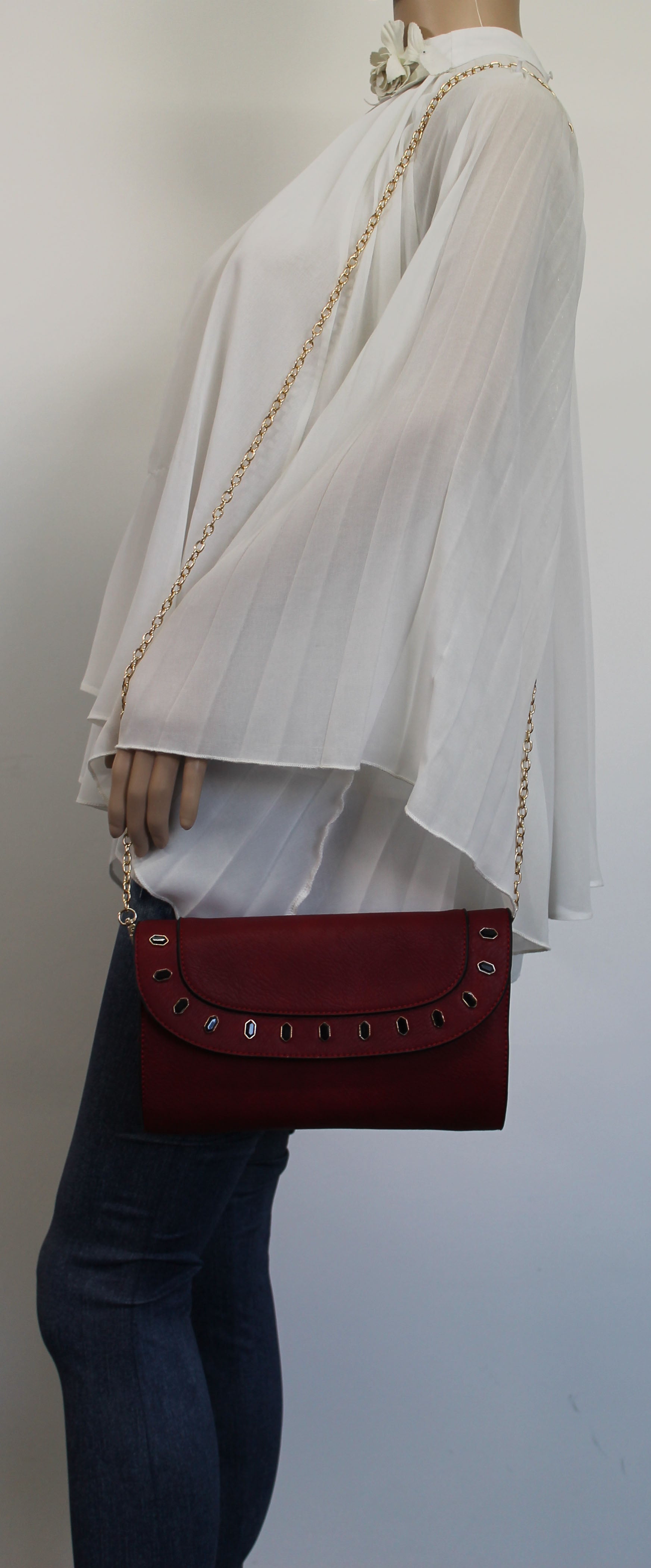 SWANKYSWANS Tiare Onyx Style Clutch Bag Burgundy Cute Cheap Clutch Bag For Weddings School and Work