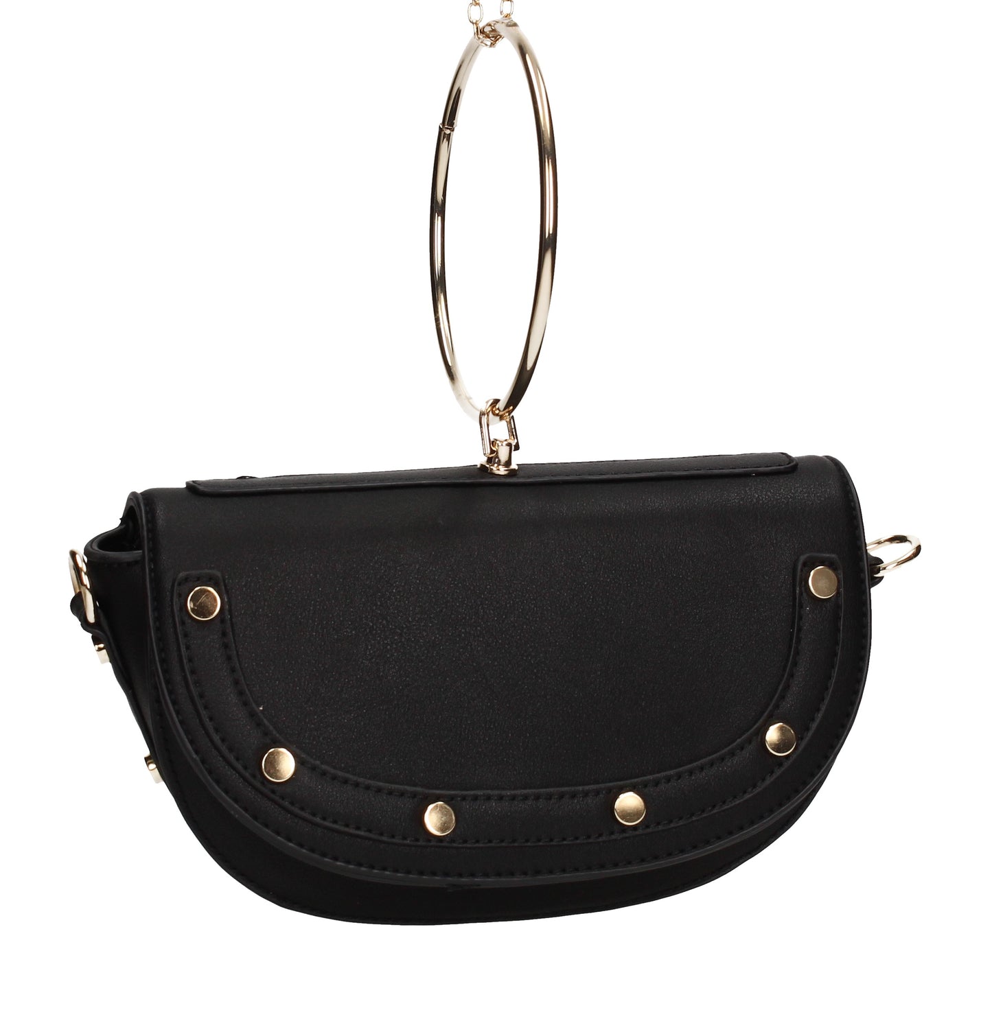SWANKYSWANS Lulu Ring Handle Clutch Bag Black Cute Cheap Clutch Bag For Weddings School and Work
