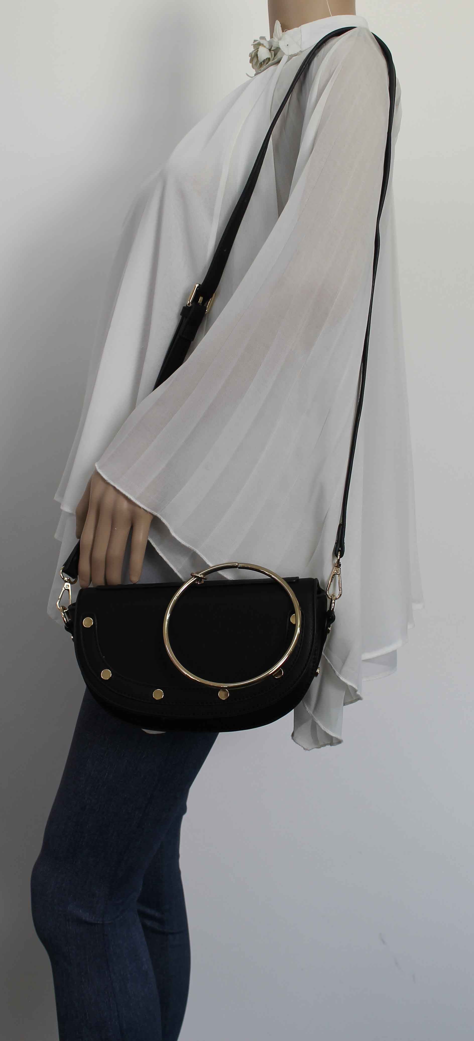 SWANKYSWANS Lulu Ring Handle Clutch Bag Black Cute Cheap Clutch Bag For Weddings School and Work