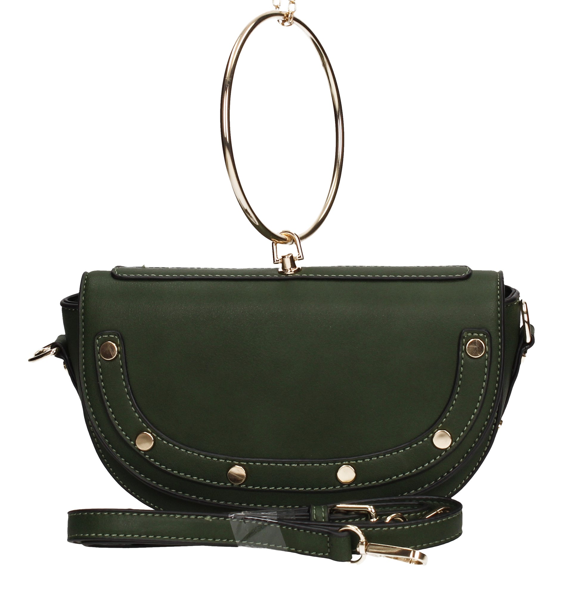 SWANKYSWANS Lulu Ring Handle Clutch Bag Crocodile Green Cute Cheap Clutch Bag For Weddings School and Work