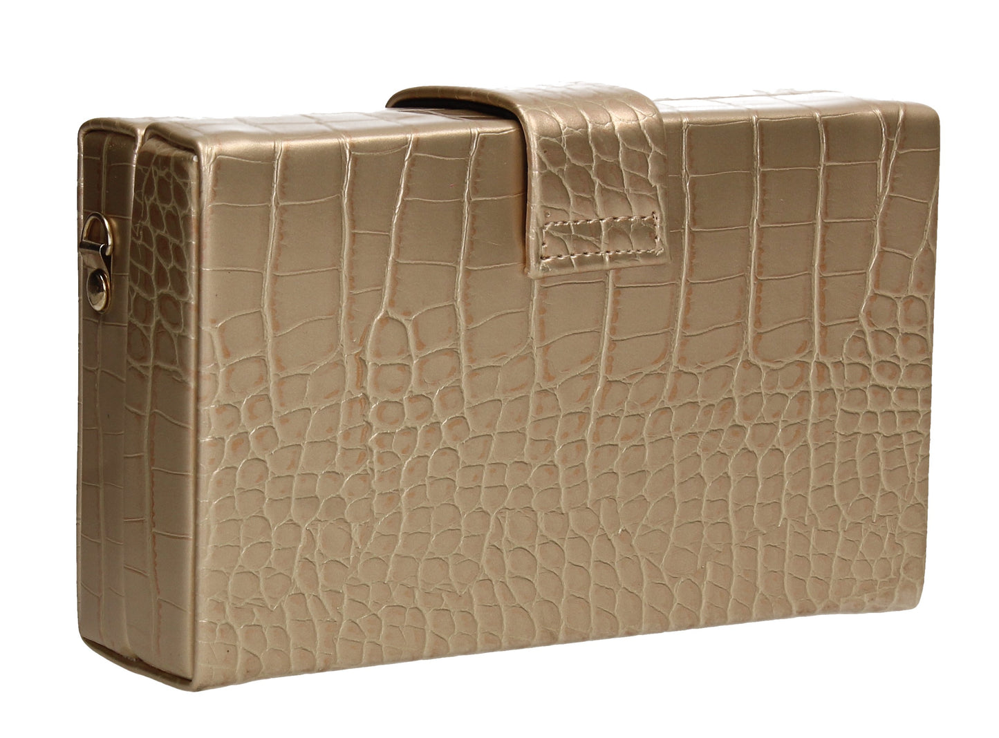 Hailey Box Shape Croc Effect Clutch Bag Gold