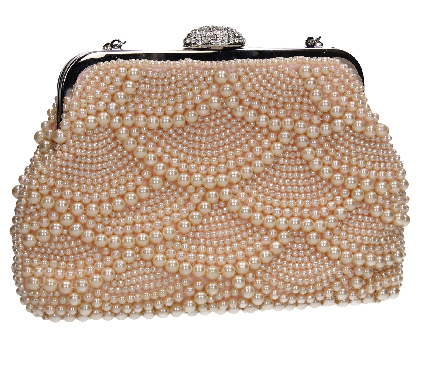 SWANKYSWANS Hailee Faux Pearl Detail Clutch Bag Champagne Cute Cheap Clutch Bag For Weddings School and Work