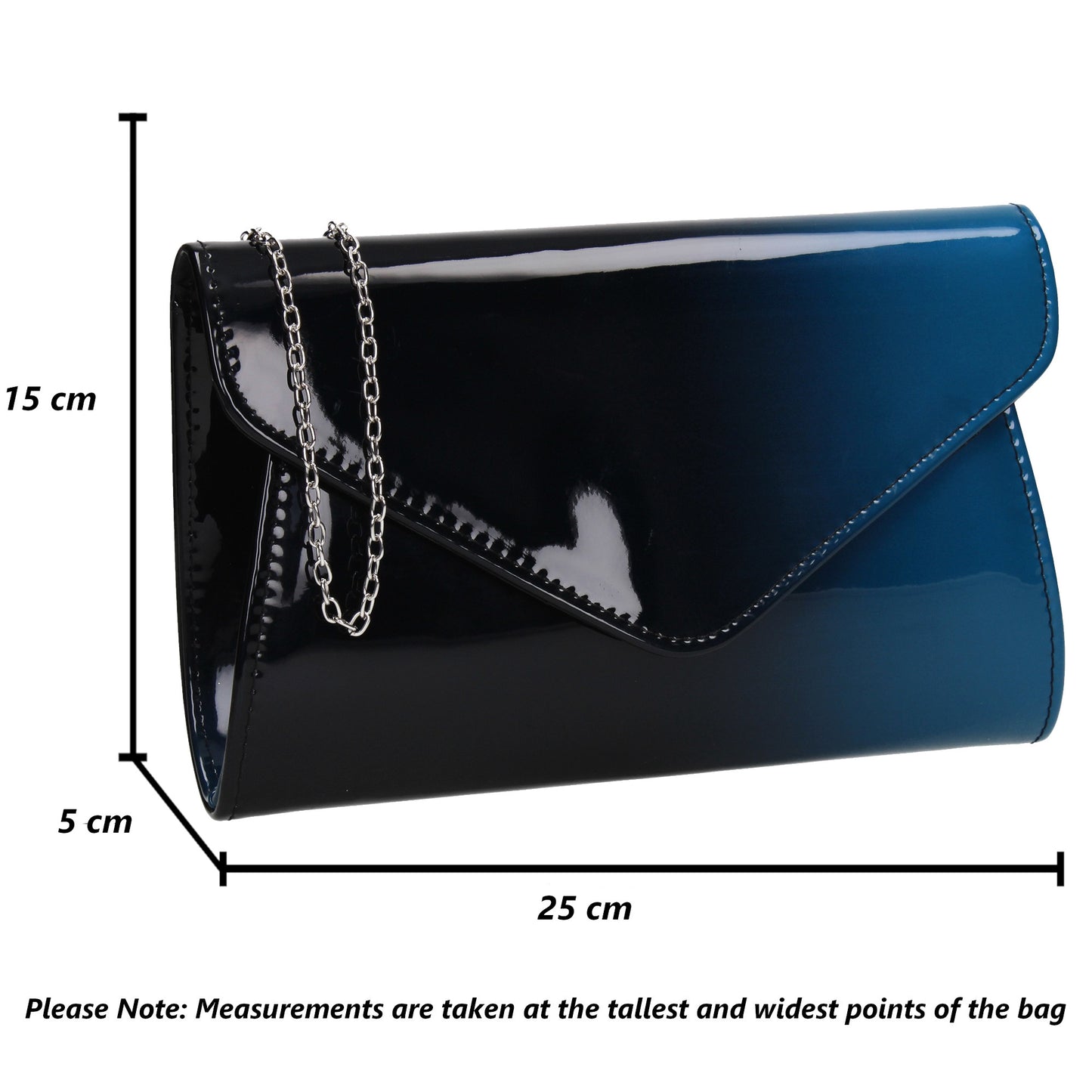 Regina Two Tone Patent Envelope Clutch Bag Black Navy