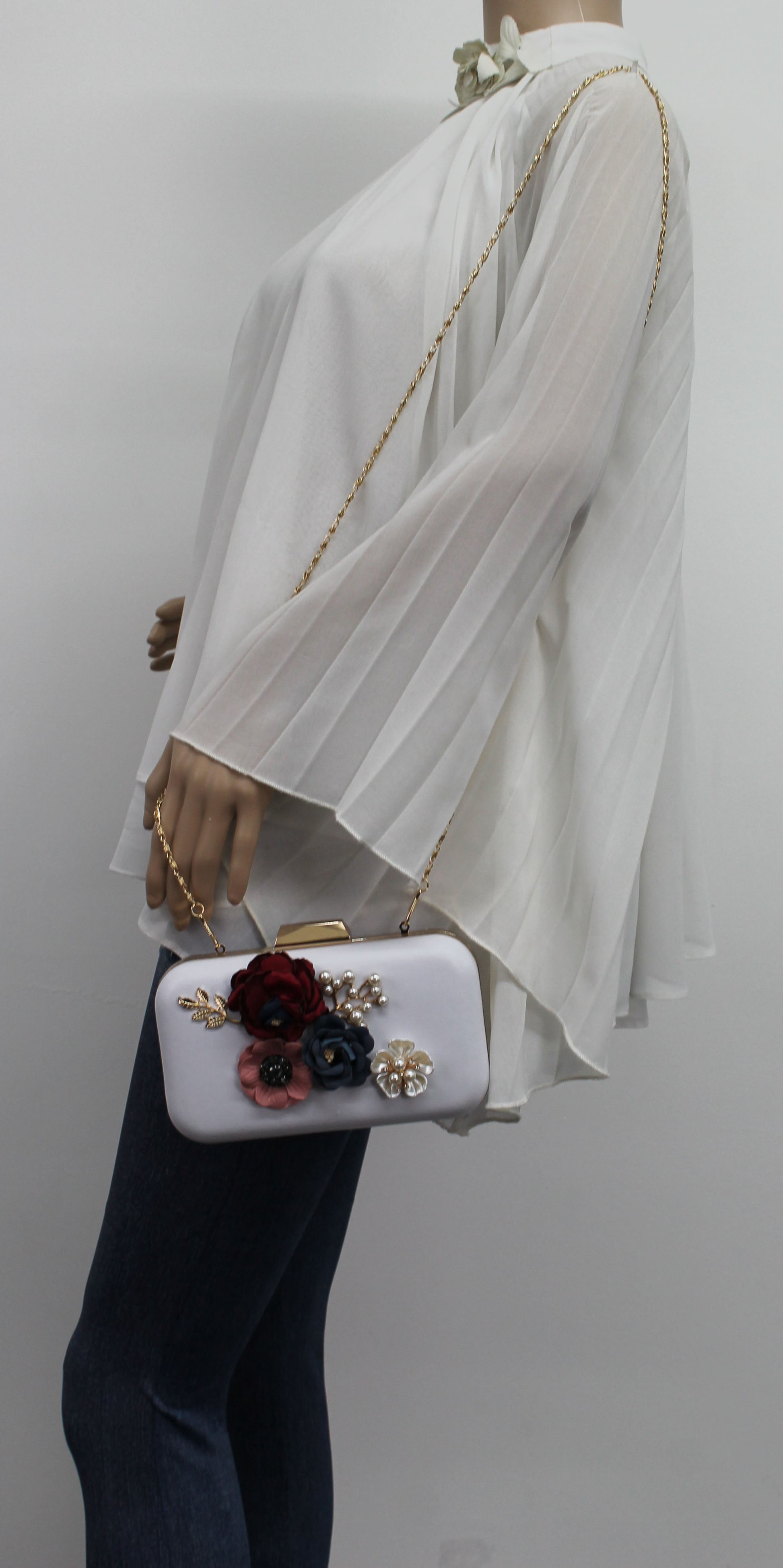 SWANKYSWANS Eliza Floral Clutch Bag White Cute Cheap Clutch Bag For Weddings School and Work