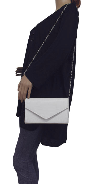 Emily Croc Effect Clutch Bag White