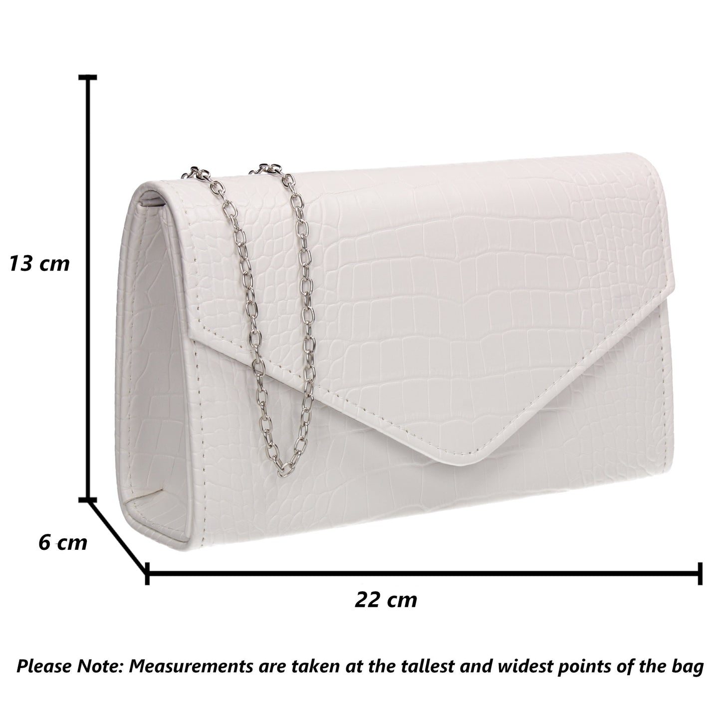 Emily Croc Effect Clutch Bag White