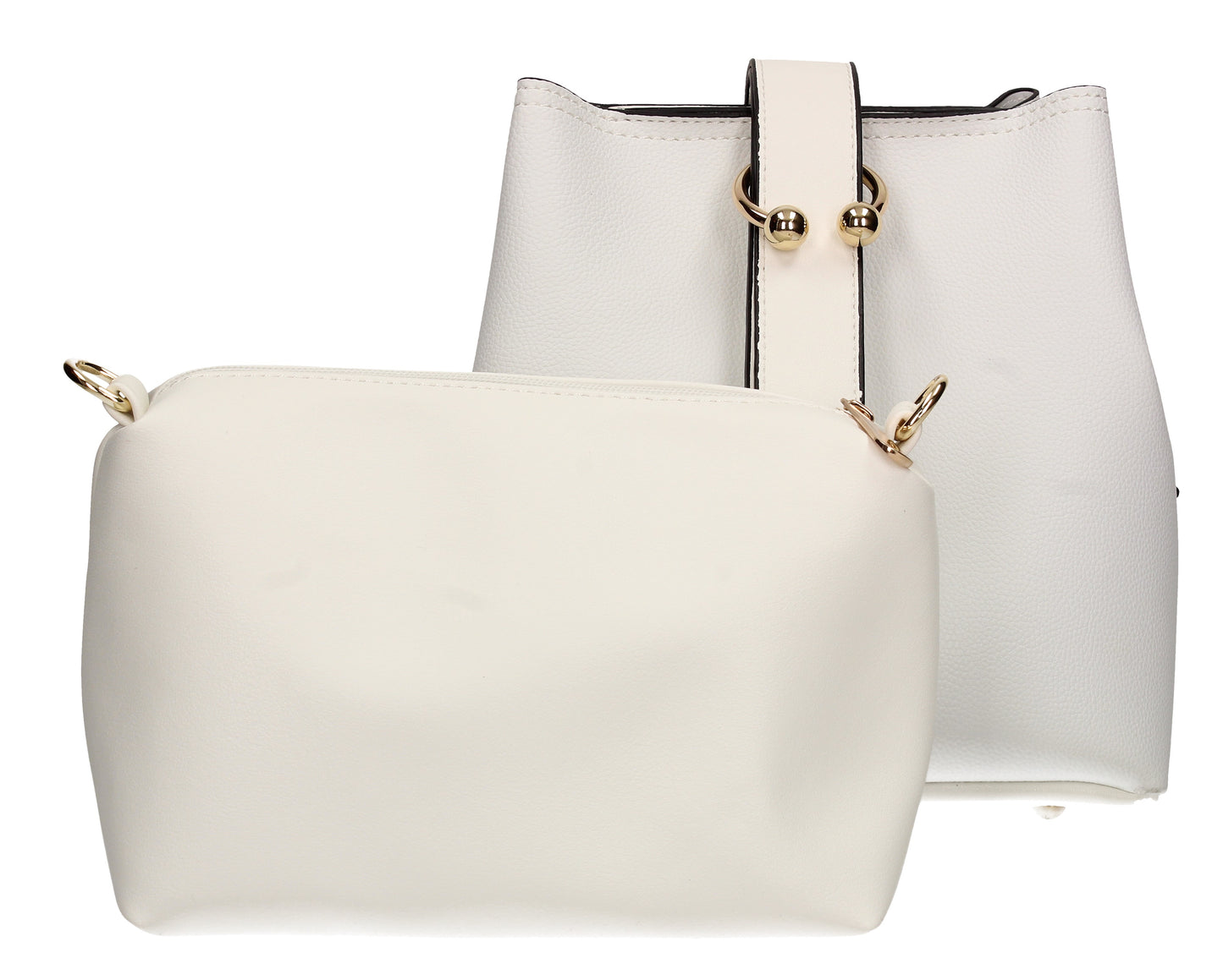 Kristina Faux Leather Bucket Bag Handbag White