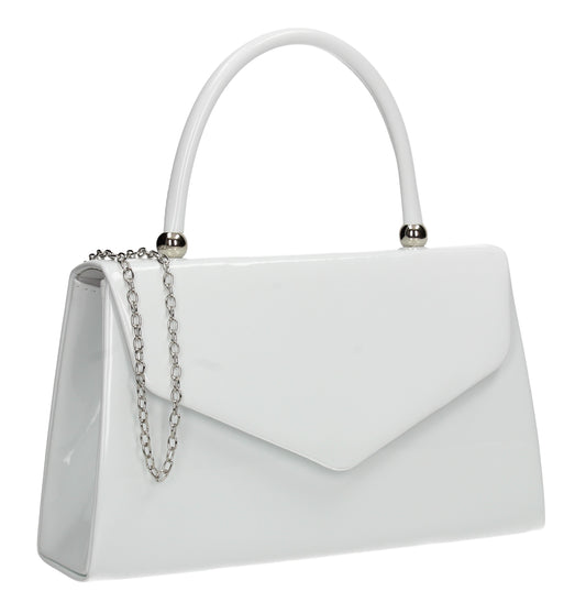 Zoey Patent Envelope Mini-Handbag Clutch Bag White