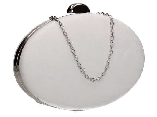 Alisha Circular Faux Suede Style Clutch Bag White