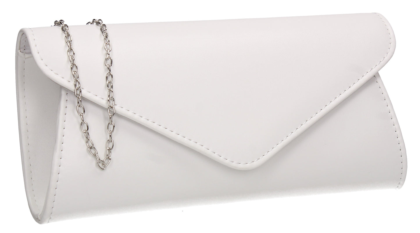 Lora Plain Envelope Clutch Bag White