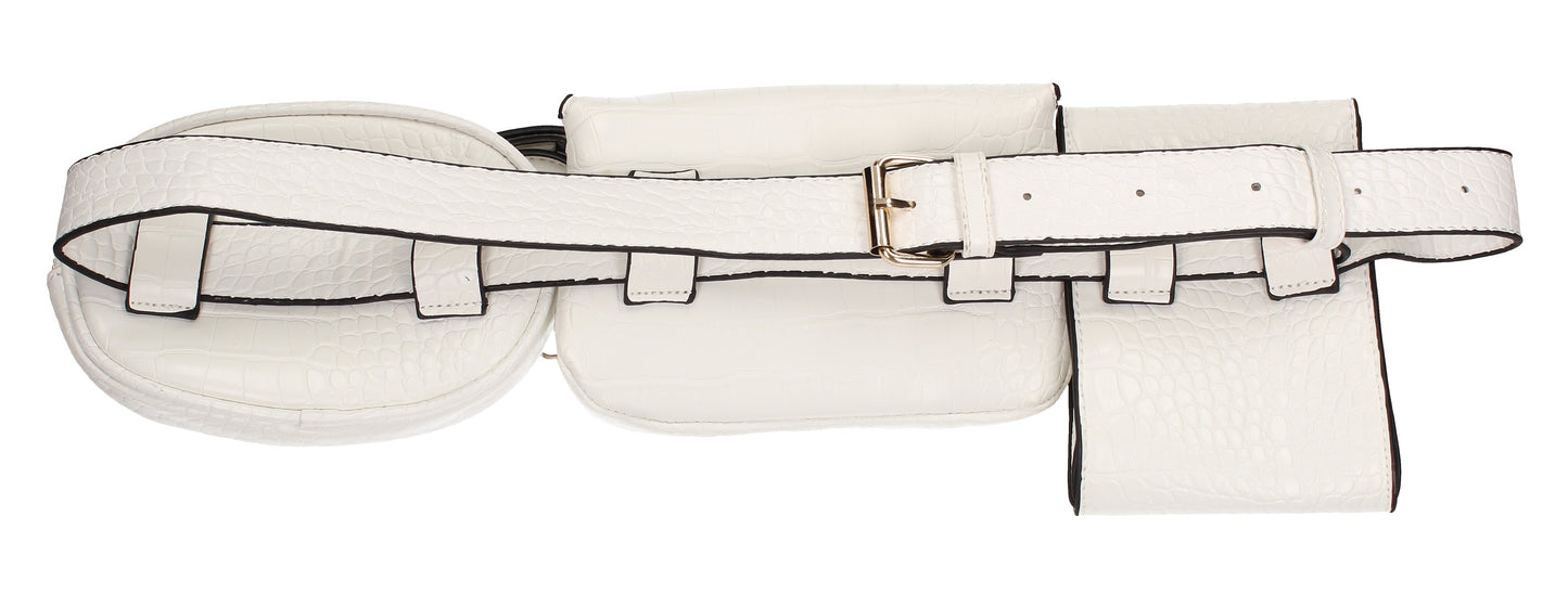 Sonia 3 Piece Faux Leather Utility Belt bag White
