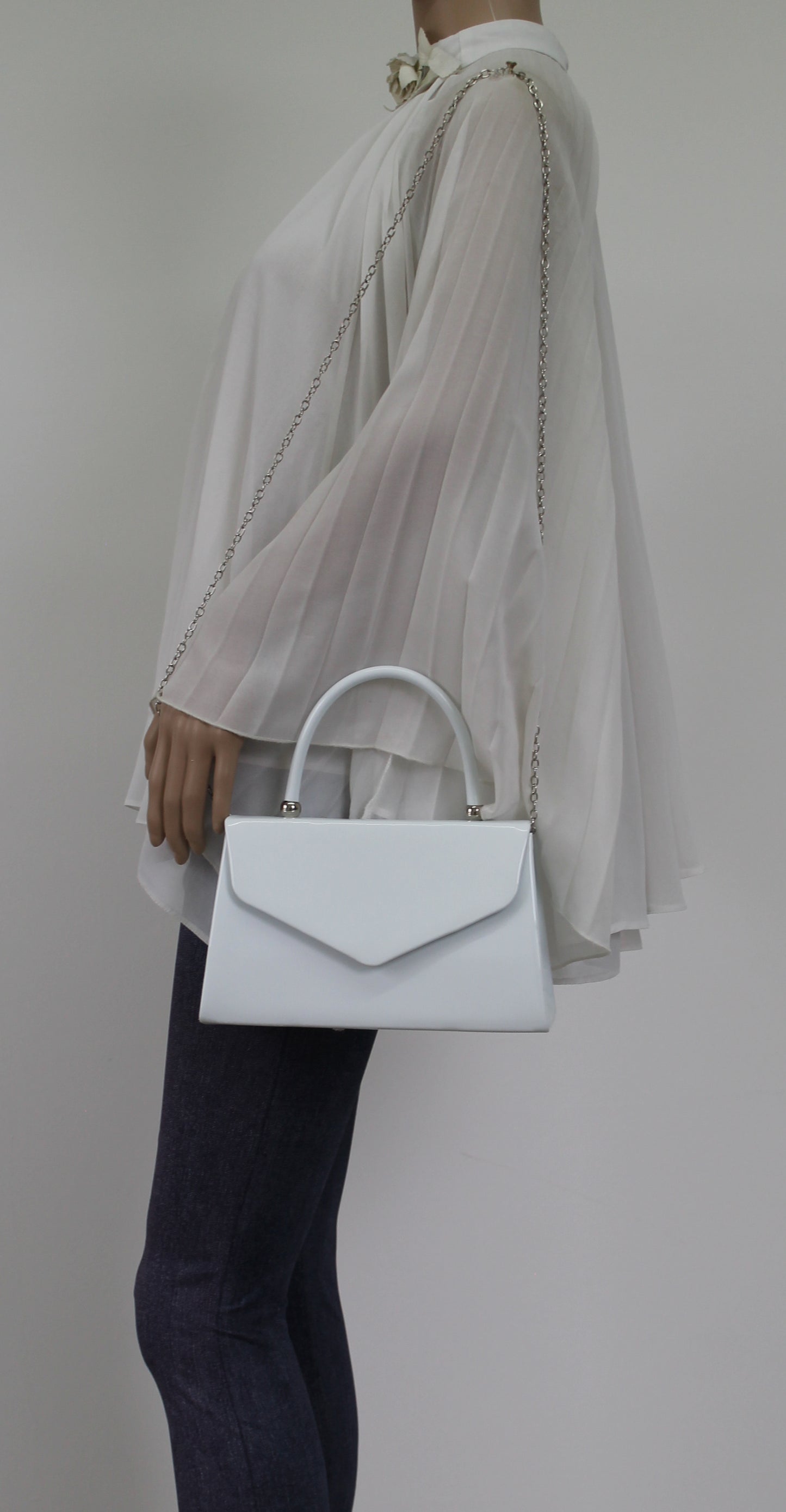 Zoey Patent Envelope Mini-Handbag Clutch Bag White
