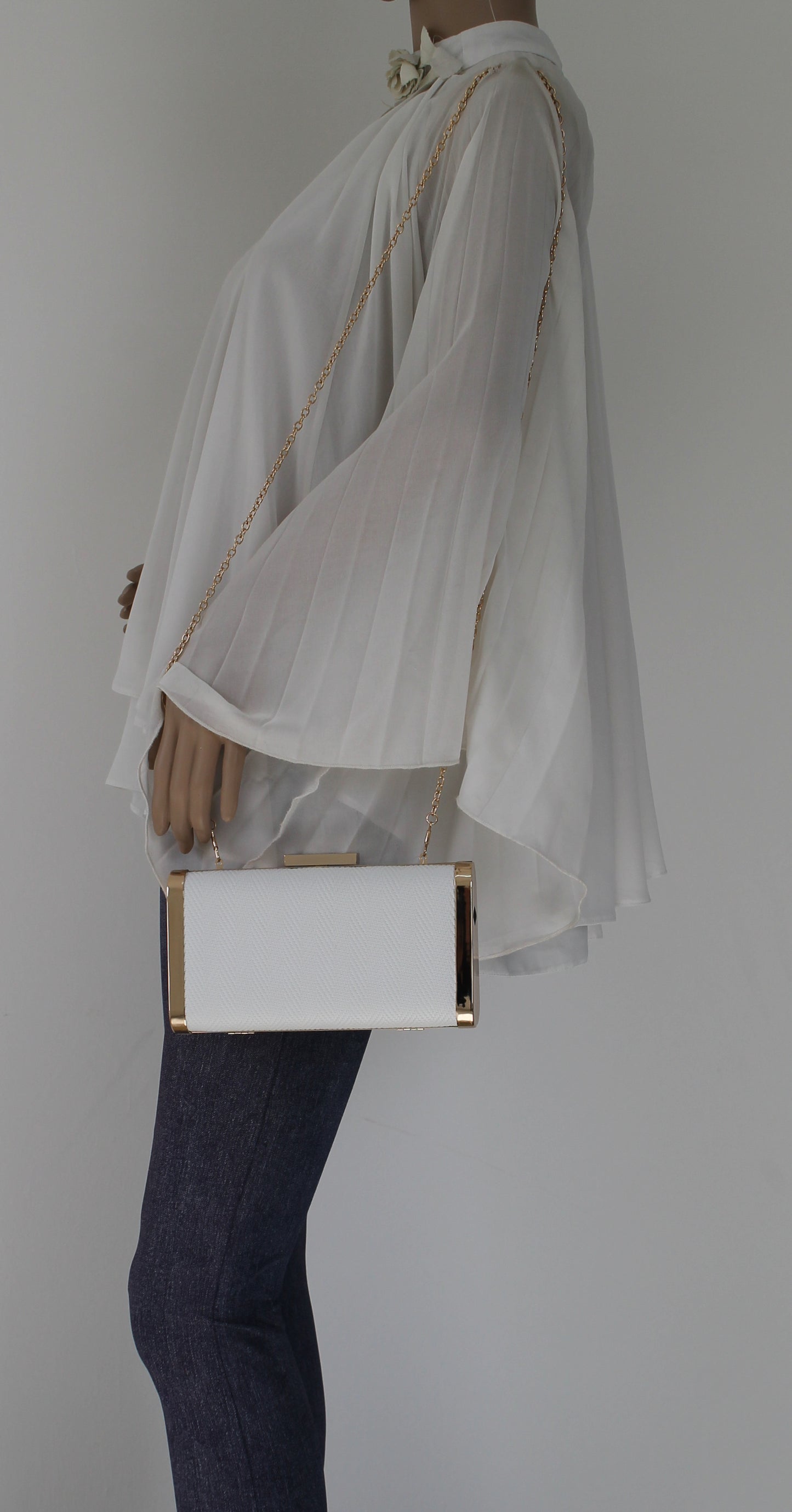Maxine Faux Leather Box Shape Clutch Bag White