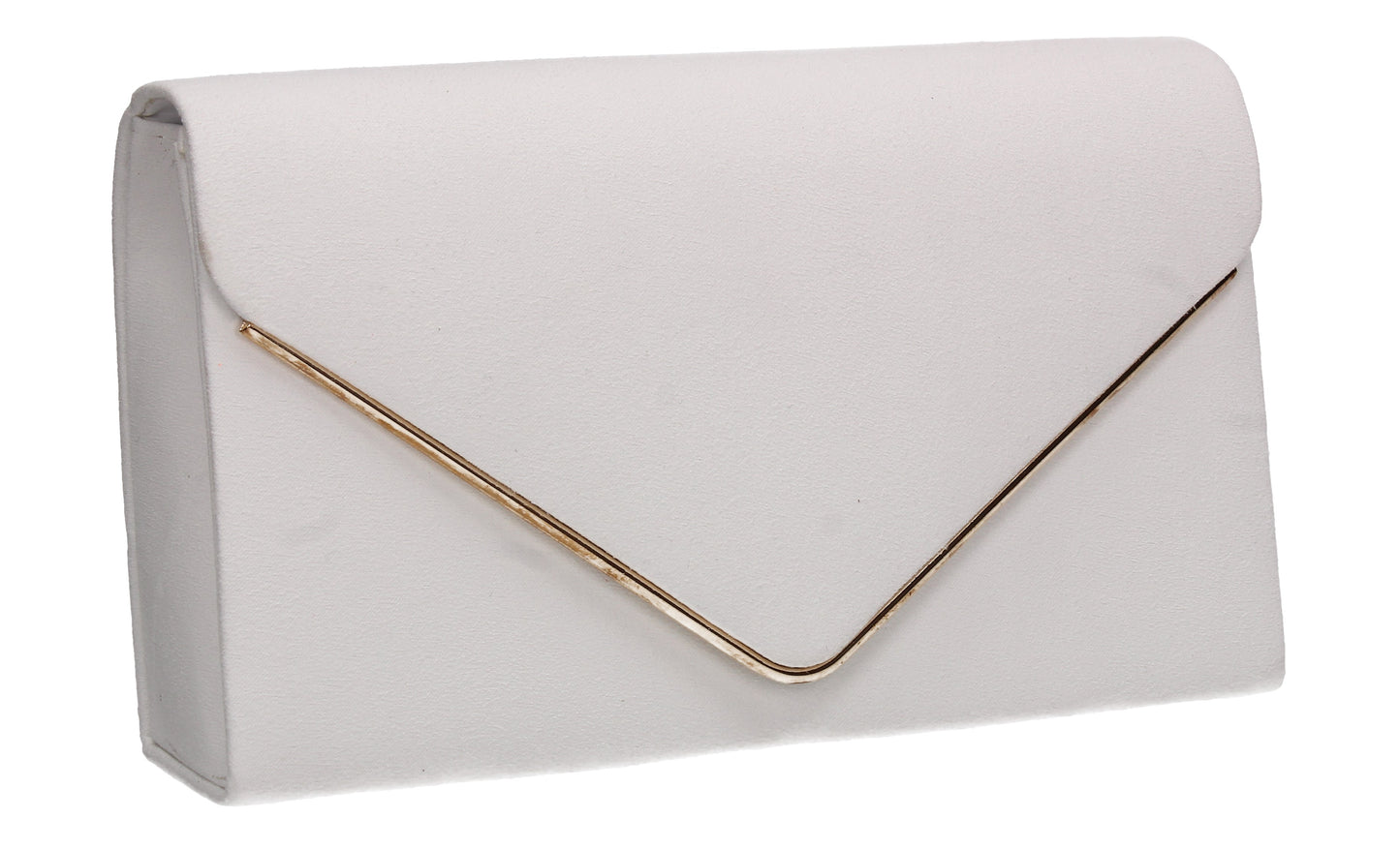 Poppy Faux Suede Envelope Clutch Bag White